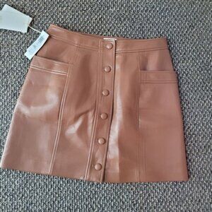 Aritzia button pleather skirt in cognac